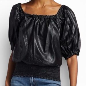 Ramy Brook Off-The-Shoulder Smocked Blouse Black Size Medium